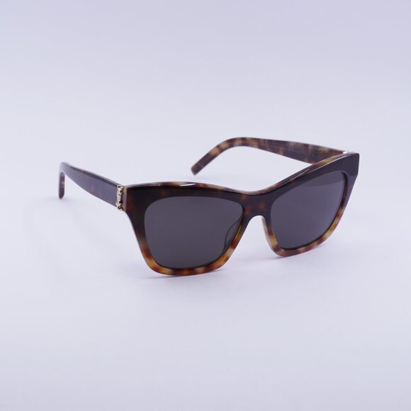 Saint Laurent SLM79 003 Sunglasses Havana Cat Eye Frame, Black Lenses - Picture 4 of 11